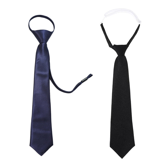 Students' Formal School Uniforms Knot-free Ties Black Plaid Jk Zipper Ties Rope Belts