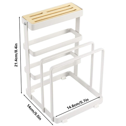 Chopping Board and Knife Holder Rack Kitchen Organizer Shelf Stand Lid Storage