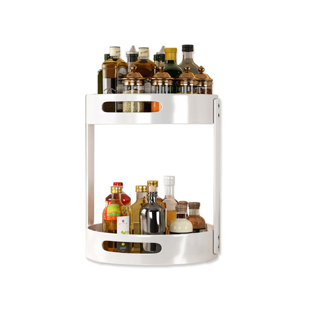 Rotating Seasoning Storage Rack 2 Tier Kitchen Condiment Spice Organiser Round
