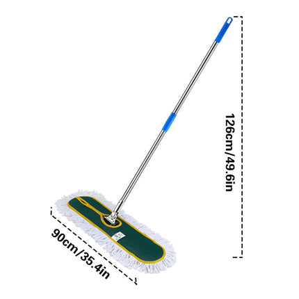 Extended Flat Mop 90cm Head Stainless Steel 126cm Handle 180 Rotating for Floor