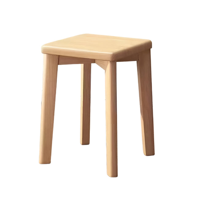 Solid Wood Square Stool Stackable Seat for Dining Desk Makeup Living Room