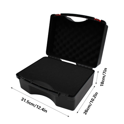 Plastic tool box open showing customisable grid foam interior - large capacity tool organiser storage case