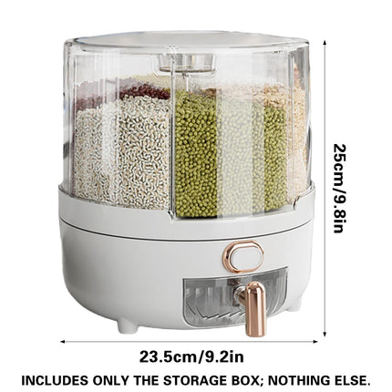 Rotating Grain Dispenser Container 360 Spin PP Multi Compartment 25 x 23.5cm