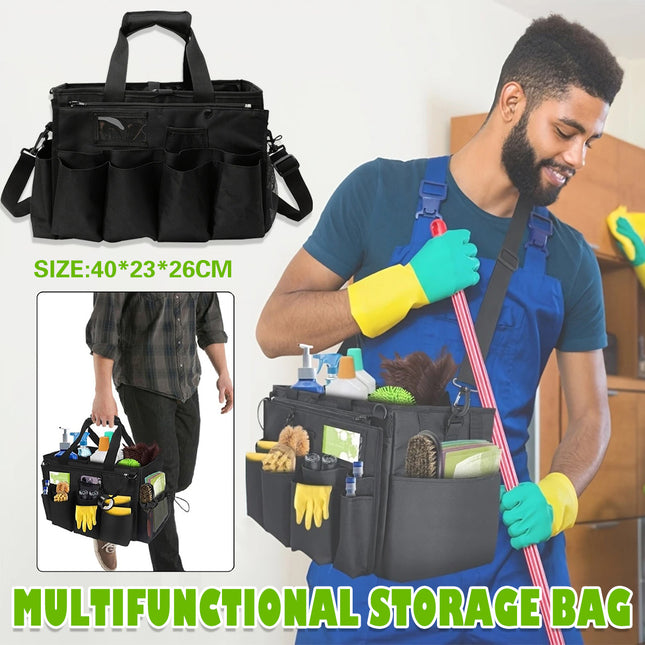 Multi Function Large Capacity Cleaning Tool Storage Bag with Adjustable Strap