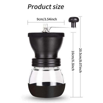 Manual Coffee Bean Grinder Glass Hand Crank Portable Grinding Mill for Home Use