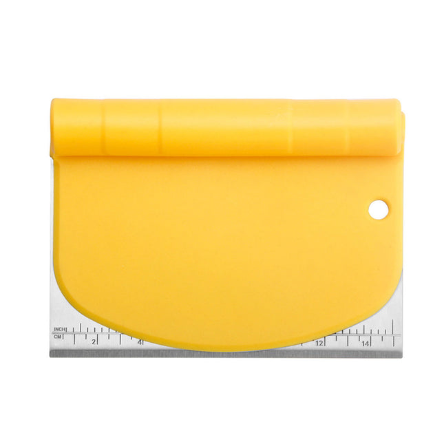 Stainless Steel Bench Scraper Dough Cutter with Scale and Roll Handle Baking Tool
