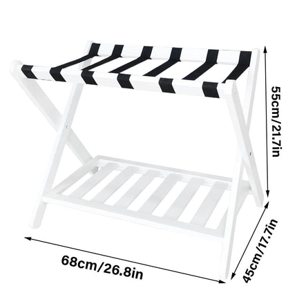 Foldable Luggage Rack Stand Portable Black Storage Shelf for Bedroom Travel