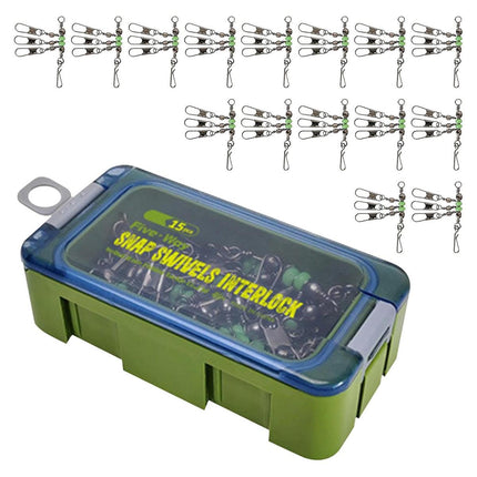 15pcs Wooden Shrimp Fishing Hooks Three Pronged Swivel Tackle Accessories Set