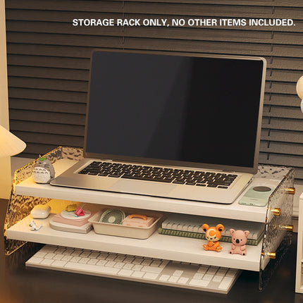 Double Layer Acrylic Desktop Organiser Stable Clear for Desk Monitor Riser Use