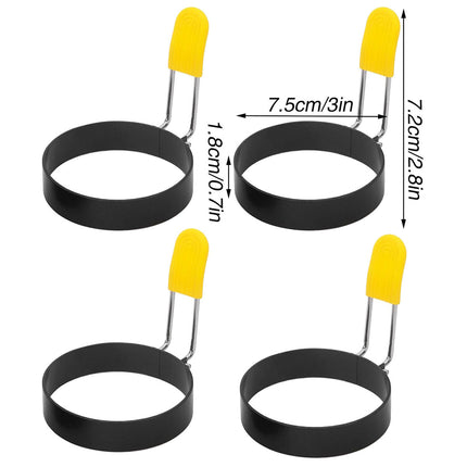 4 Pcs Omelette Rings Nonstick 430 Stainless Steel with Silicone Sleeve