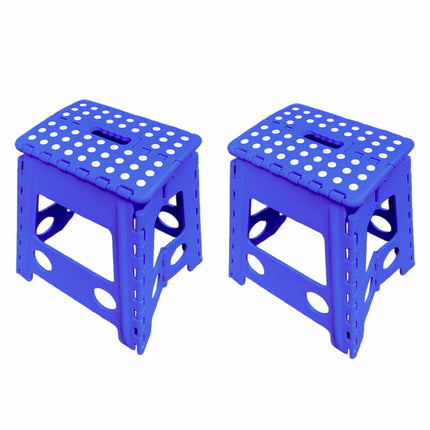 2PCS Plastic Folding Stool Set Portable Space Saving Step Stools Indoor Outdoor