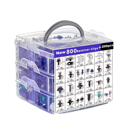 1000PCS Car Buckle Set Boxed Assorted Sizes for Fender Bumper Door Panel Repair