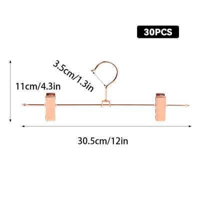 Rose Gold Metal Trouser Clip Hangers 30 Pack 305mm