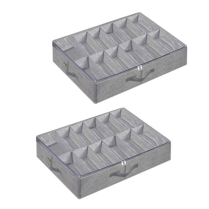 2PCS Shoe Organizer Under Bed Wardrobe Storage Box Zipper Cover Bag Durable