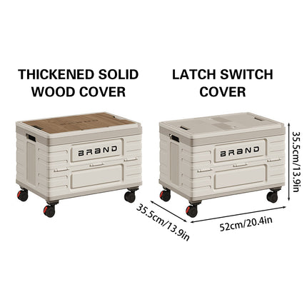 Camping Foldable Storage Box Latch or Wooden Lid Car Boot Tent Outdoor Organiser