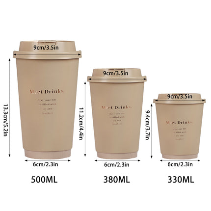 50PCS Coffee Paper Cups with Lids 330/380/500ml Disposable Takeaway Hot Drink