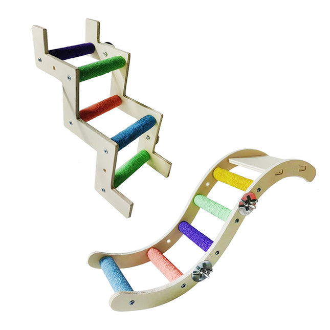 Wooden Parrot Climbing Ladder Swing Toy Claw Grinding Sanded for Small Birds