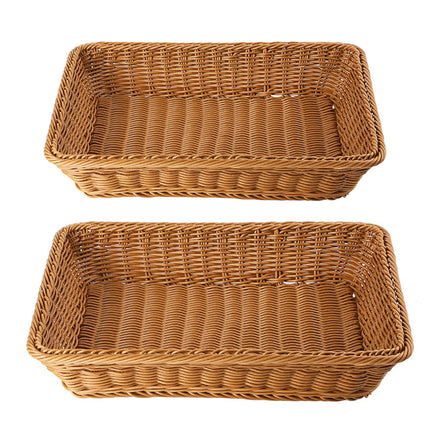 Hand Woven Rattan Tray Snack Serving Dish Hotel Fruits Pastry Plate Basket