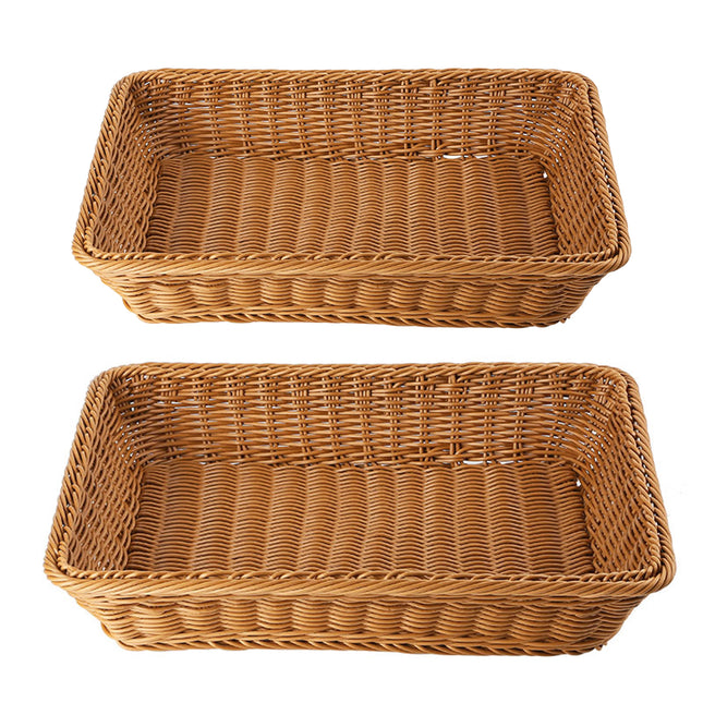 Hand Woven Rattan Tray Snack Serving Dish Hotel Fruits Pastry Plate Basket