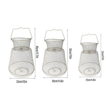 Folding Fish Trap Mesh Cage Portable Fishing Net Guard Pocket for Catching Fish