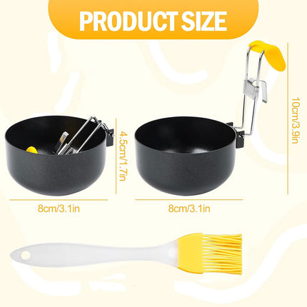 2PCS Collapsible Ear Hanging Non-Stick Heat Resistant Round Egg Steamer