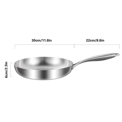 304 Uncoated Stainless Steel Wok Pan Triple Layer for Induction Gas Stove Cooking