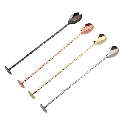 Stainless Steel Cocktail Bar Spoon Twisted Handle Mixing Stirring Muddler 27cm