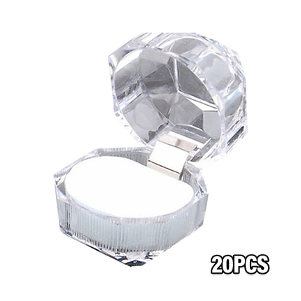 20pcs Acrylic Octagonal Jewelry Ring Earrings Box Transparent Display Cases