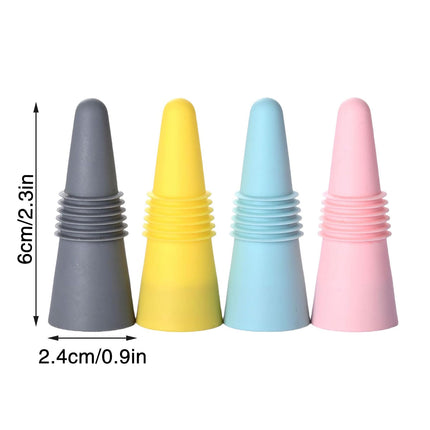 4 PCS Silicone Bottle Stoppers – Reusable Wine Beverage Sealer Bar Tool Set