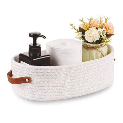 Oval Storage Basket with Handles Shelf Organiser Bin Laundry Toy Container