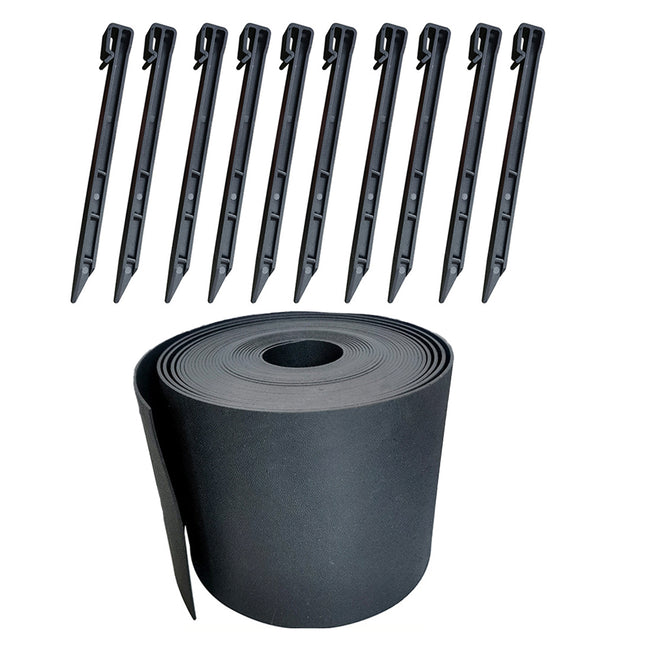 10m Garden Lawn Edging Border 10m Flexible PE Strip with Stakes Landscaping