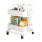 2 Tier Trolley Cart Storage Utility Rack Swivel Shelf Organizer Green White