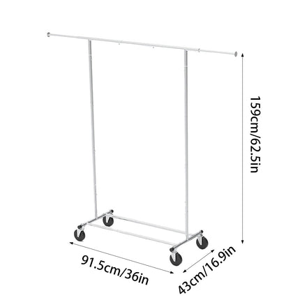 Rolling Chrome Clothes Drying Rack Extending Rail