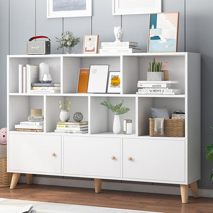 Home Bookcase Storage Cabinet With Doors For Living Room Bedroom Space Saving