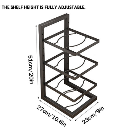 4 Tier Kitchen Cookware Storage Rack Pot Pan Organiser Countertop Cabinet Shelf
