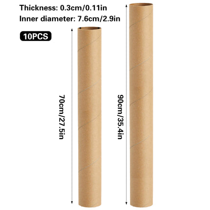10PCS Round Kraft Paper Storage Tubes Cardboard Poster Document Shipping Tube