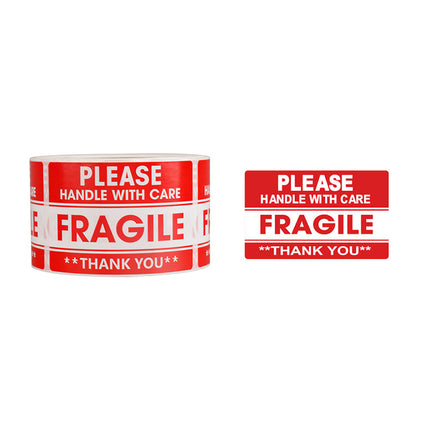 Fragile Warning Label Sticker 2 Rolls 1000PCS 2x3in Red for Shipping Packaging