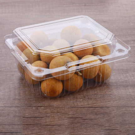 100pcs Transparent Plastic Fruit Box with Tape Cover Storage Packaging for Fruit