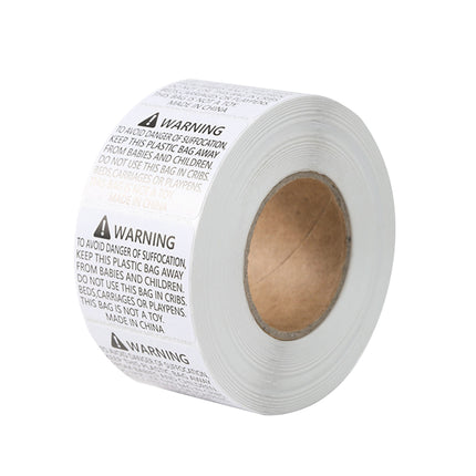 Suffocation Warning Labels Roll 3 Sizes Available Strong Water-Based Adhesive