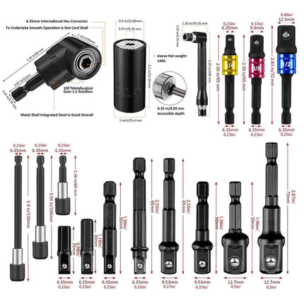 31PCS Flexible Shaft Extension Set Quick Change Tool Adapter Conversion Rod Kit