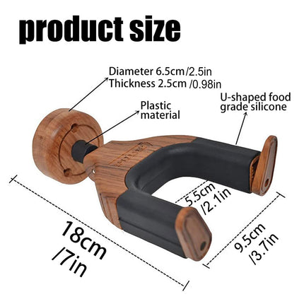 Solid Wood Guitar Wall Hook Hanger Silicone Neck Cradle Acoustic Electric Bass