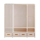 With drawers - Triple row - White