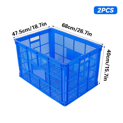 2PCS Heavy Duty Plastic Storage Basket Large Capacity Tote Box for Warehouse