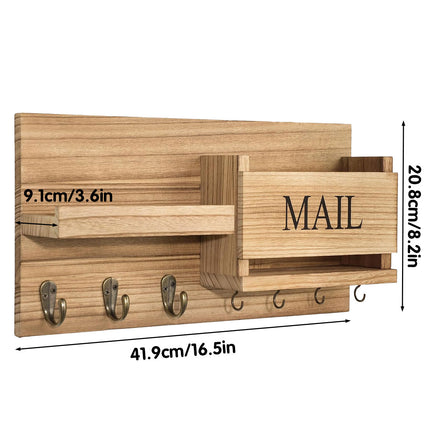 Wooden Wall Mounted Key Holder Storage Rack Door Hook Hanger Coat Rack Organizer