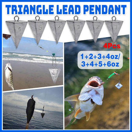 Four Sided Triangular Fishing Lead Sinker with Ring Conical Drop Weight Tackle