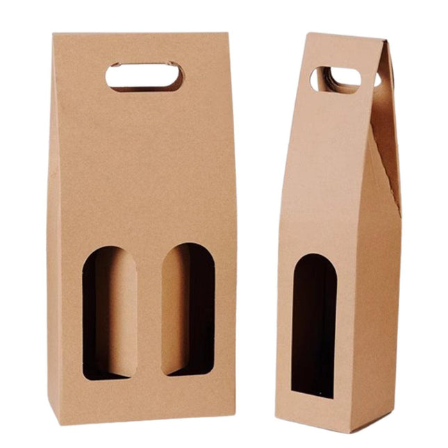 30pcs Kraft Paper Wine Box for Gift Packaging Portable Wine Bottle Storage Box