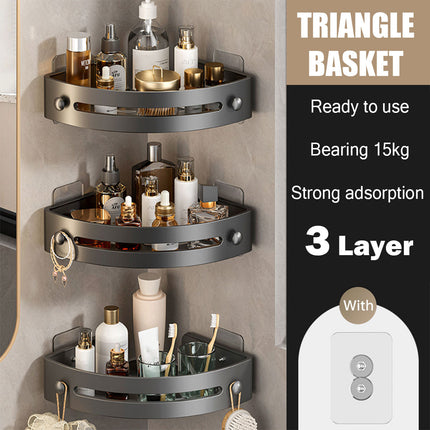 Three-layer Bathroom Triangular Shelf Basic Model Hole-free Storage Towel Rack