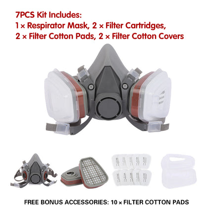7PCS Protective Mask Set Respirator Spray Paint Renovation Dust Protection