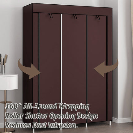 Simple Wardrobe With Shoe Rack Non Woven Fabric Foldable For Home Bedroom