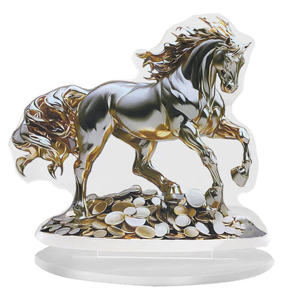 Acrylic Table Decoration Golden Horse on Coin Waterproof Wear Resistant Ornament